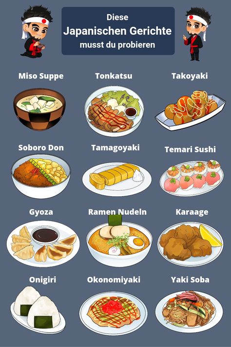 Diese japanischen Rezepte musst du probieren! Entdecke die wundervolle Küche Japans🥰 Kennst du schon ein paar dieser Gerichte?🤔 Wir haben dazu passende und leckere Rezepte auf unserem japanischen FoodBlog🥰 #asiatisch #japanischkochen #anime #foodwars #manga #sushi #onigiri #takoyaki #ramen #asiatischerezepte #japanisch #ryukoch Japanese Food To Try, Food From Japan, Manga Cafe Japan, Japanese Winter Food, Japan Food Recipes, Food From Anime, Sushi Onigiri, Anime Recipes, Japan Recipe