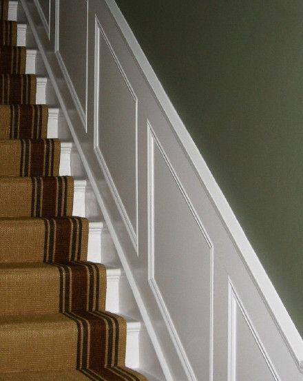 Stair Panels in White Painted Heritage style Panelled Stairs Basic Bedroom Wood Paneling, Paneling Makeover, Wainscoting Hallway, Black Wainscoting, Stair Paneling, Wainscoting Stairs, Wainscoting Kitchen, Faux Wainscoting, Wood Wainscoting