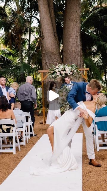 Fremantle Wedding Photographer on Instagram: "How cute is an end of the aisle dip & kiss?  Bridget & Brad executed it perfectly🖤🖤

Wedding photographed for @weddingsandeventsunlimited 
@exclusive_occasions 
@peoplescelebrant 
@sweetfloralperth 
@noabridalstudio" Aisle Dip Kiss, Wedding Dip Kiss, Wedding First Kiss, Kiss Pose, Dip Kiss, Pose Idea, First Kiss, Wedding Photo, Photo Ideas