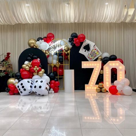 Casino Birthday Theme, Vegas Prom, Casino Birthday Party, Vegas Theme Party, Casino Royale Theme, Casino Birthday, 70th Birthday Party, Las Vegas Party, Casino Theme Party Decorations