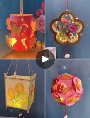 Paper Lamp Craft, Paper Lantern Ideas, Diy Lanterns For Kids, Cute Lamp, Diy Lantern, Lamp Making, Paper Lanterns Diy, Lantern Ideas, Fesyen Rambut