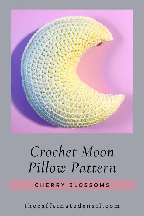 This Crochet Moon Pillow Pattern is perfect for snuggling or having on a shelf for a little extra celestial decor. Have it on your couch during October or leave it out all year round - it's perfect for any celestial occasion. Crochet Moon Pillow Free Pattern, Crochet Round Pillow Pattern Free, Crochet Circle Pillow, Moon Pillow Pattern, Crochet Sun Pillow, Crescent Moon Crochet, Moon Pillow Crochet, Crochet Moon Pillow, Max Scarf