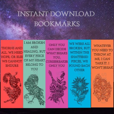 This ACOTAR bookmark includes a printable digital image to instantly download and print at home. This bookmark would make the perfect gift for a ACOTAR fan! No need to wait for shipping, simply download the print and cut it out. Laminate your bookmark to ensure it lasts for a long time.  * No physical product will be shipped, * This file is not editable. * Print at home on cardstock or photo paper or      send to a print shop to be printed. * Laminate for long-term use. * Use a paper cutter for Acotar Bookmarks Printable, Acotar Bookmarks, Bookmark Printable, Best Quotes From Books, Sarah J Maas Books, Book Annotation, Cut It Out, Bookmarks Printable, Book Suggestions