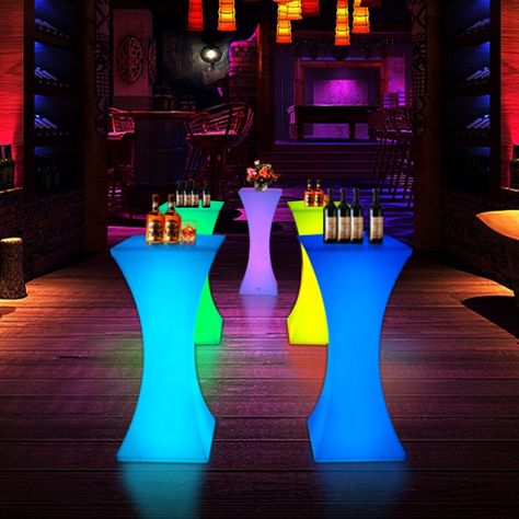 Cheap Stage Lighting Effect, Buy Quality Lights & Lighting Directly from China Suppliers:Outdoor colorful luminous high stools LED bar table tables and chairs luminous furniture tables coffee table luminous bar stools Enjoy ✓Free Shipping Worldwide! ✓Limited Time Sale ✓Easy Return. Cyberpunk Interior Design, Cyberpunk Interior, Glow Table, Furniture Bar, Nightclub Design, Comfy Sofas, High Top Tables, Patio Projects, House Bar