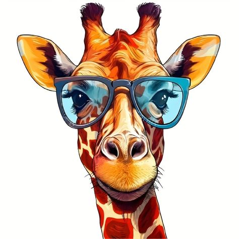 Faster shipping. Better service Safari Illustration, Giraffe With Glasses, Tshirt Sticker, Glasses Png, Animal Clip Art, Deer Design, Hur Man Målar, Cute Giraffe, Rhinestone Art