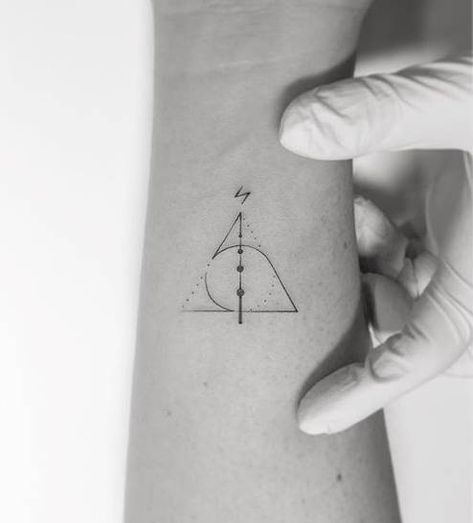 Fine Line Deathly Hallows Tattoo, Harry Potter Micro Tattoo, Deathly Hallows Always Tattoo, Harry Potter Tattoos Deathly Hallows, Fine Line Harry Potter Tattoo, Tiny Harry Potter Tattoos, Harry Potter Tattoo Ideas, Always Tattoo, Harry Tattoos