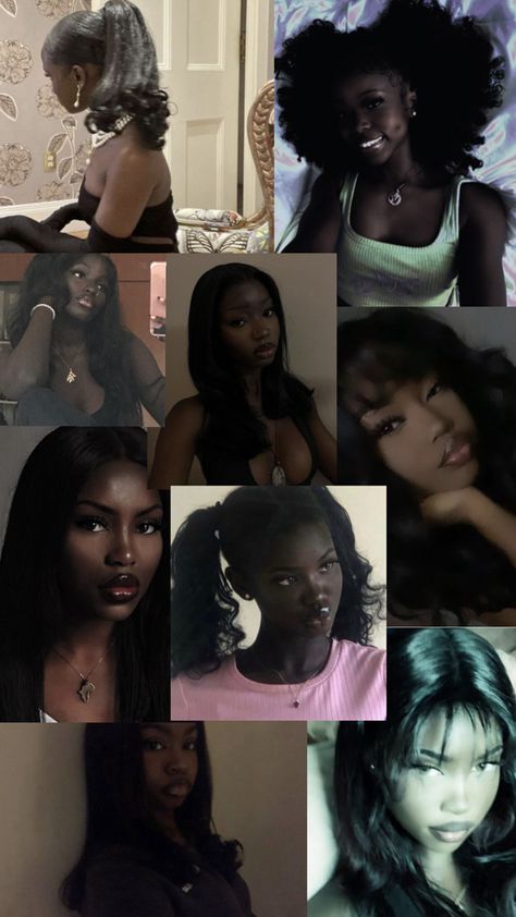 Feline Beauty Women, Glow Up Looks, Dark Skin Girl Aesthetic, 90s Fine Black Women, Glow Up Black Women, Darkish Brown Hair, Pretty Dark Skin Girl, Black Model Aesthetic, Face Claims Female Black