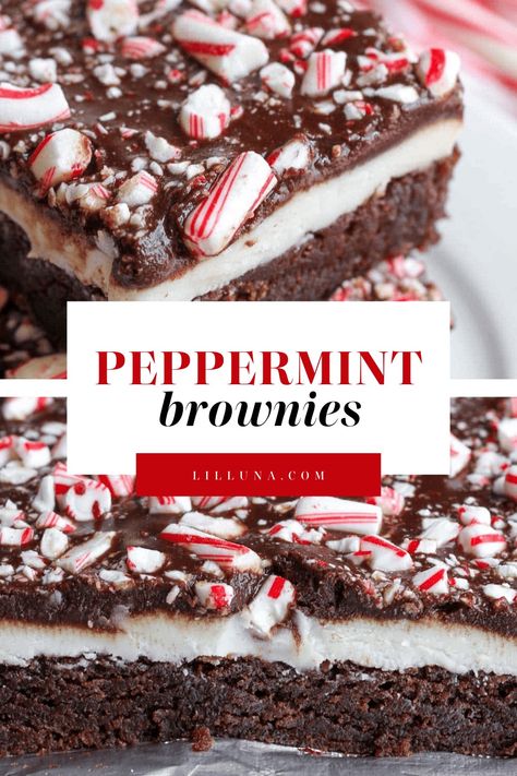 Peppermint Cream Cheese Brownies, Peppermint Desserts, Lemon Tiramisu, Chocolate Peppermint Brownies, Peppermint Dessert, Crushed Peppermint, Peppermint Recipes, Christmas Brownies, Peppermint Brownies