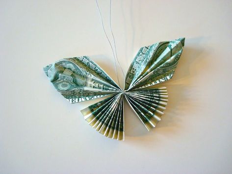 9 Beautiful Dollar Bill Origami DIY Tutorials Money Butterfly, Fold Dollar Bill, Make Butterflies, Butterfly Gift Ideas, Valentines Origami, Money Lei Diy, Easy Origami Flower, Origami Money, How To Make Butterfly