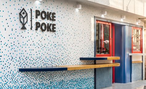 Poke Poke,© M2STUDIO Poke Restaurant Design, Poke Restaurant, Ceiling Beams Living Room, Beams Living Room, Office Branding, Colorful Space, Hotel Interior Design, Hotel Interior, Ceiling Beams