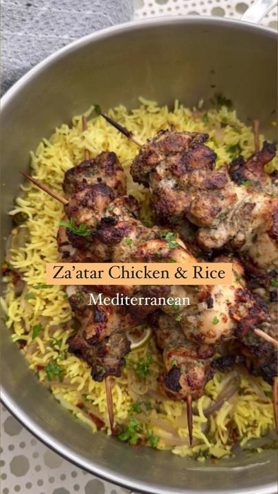 Zaatar Seasoning, Zaatar Chicken, Zaatar Spice, Basmati Rice Recipes, Chicken Skewers, Chicken And Rice, More Recipes, Basmati Rice, Chicken Rice