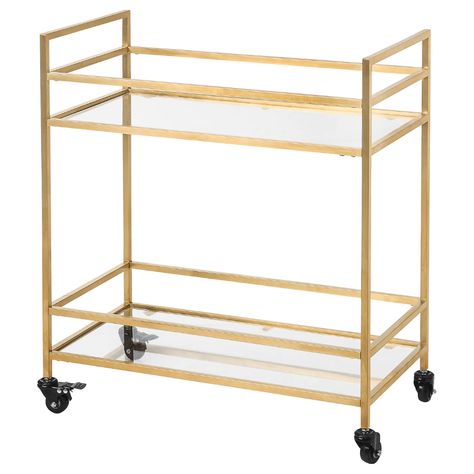 Mirror Shelves, Perfect Bar Cart, Ikea Must Haves, Metal Cart, Castor Wheels, Clear Mirror, Bottle Stand, Utility Cart, College Apartment