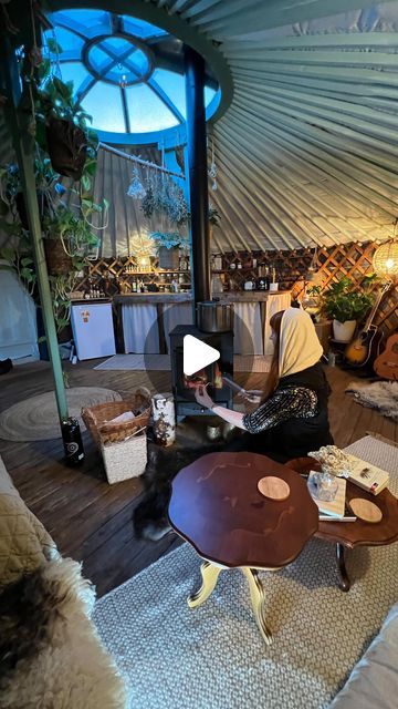 Tiny House on Instagram: "Embracing off-grid yurt life in the wilds of Sweden
👧 @nordic.yurt.life 🎥 @riexploring" Luxury Yurt Interior, Desert Yurt, Yoga Yurt, Wooden Yurt Home, Yurt Life, 16 Ft Yurt Interior, Yurt Interior, Yurt Home, Yurt Living