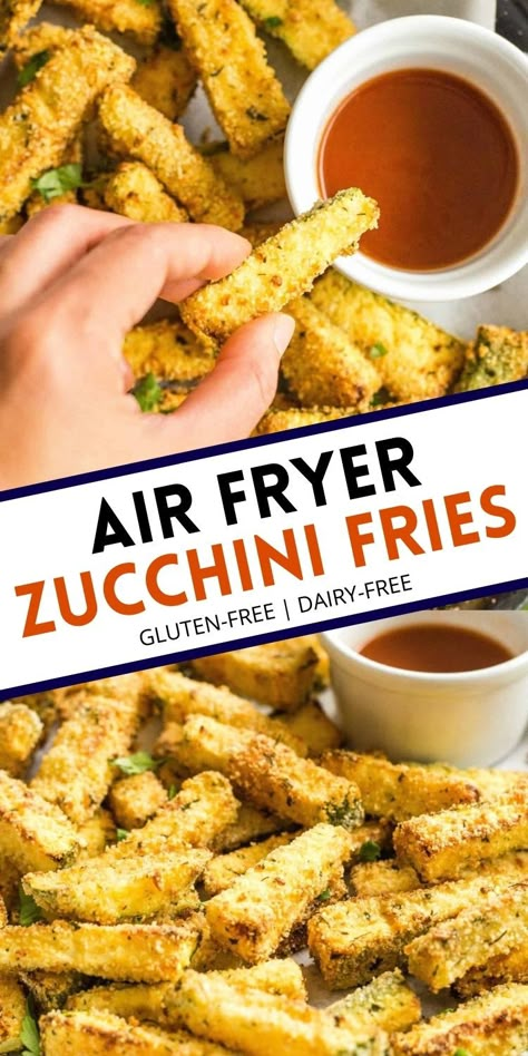 Gluten Free Zucchini Fries, Air Fryer Zucchini Fries, Air Fryer Zucchini, Air Fried Food, Air Fry Recipes, Zucchini Fries, Air Fryer Dinner Recipes, Air Fryer Healthy, Air Fryer Recipes Easy