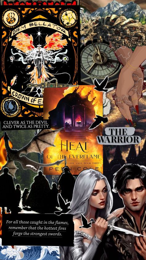 Heat of the Everflame by Penn Cole #heatoftheeverflame #kindredscursesaga #penncole #diembellator #luthercorbois #romantasy #bookaesthetic #books Spark Of The Everflame Book, Heat Of The Everflame, Spark Of The Everflame Fanart Diem, Spark Of The Everflame Fanart, Book Tok, Fav Books, Islamic Books, Fangirl Problems, Dark Romance Books