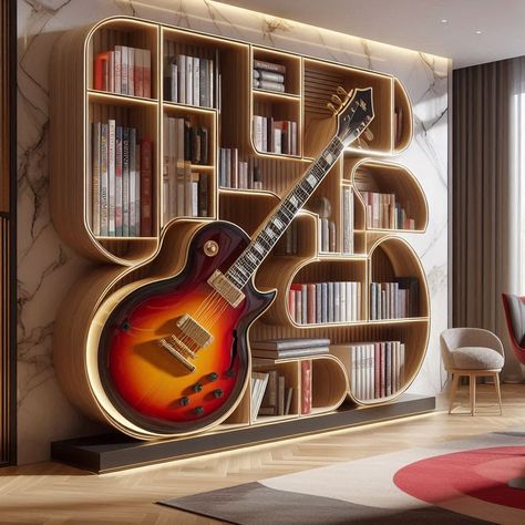 🎸 shaped bookshelf A Shaped Bookshelf, S Shaped Bookshelf, Coffin Shape Bookshelf, Sculptural Bookshelf, Sculptural Bookcase, Fancy Furniture, Book Cases, Cool Bookshelves, Bedroom Master