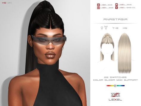 Sims 4 Sleek Ponytail, Anastasia Hairstyle, Sims 4 Ponytail Cc, Sims4cc Clothes, Hair Ts4, Ts4 Hair, The Sims 4 Cabelos, Sims 4 Tsr, Elegant Ponytail