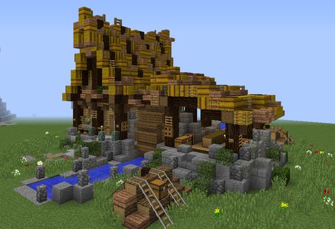 Minecraft Sawmill, Minecraft Barn, Minecraft Medieval, Cool Minecraft, Minecraft Builds, Minecraft Creations, Minecraft Ideas, Minecraft Designs, Video Game