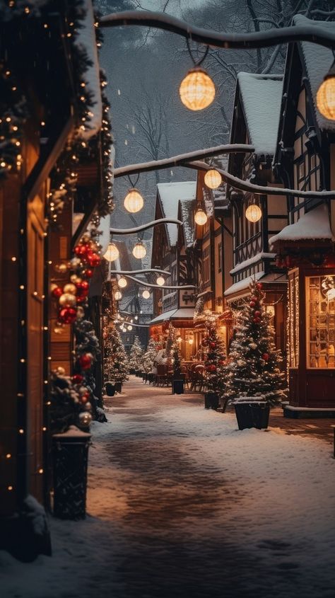 Festive Christmas christmas architecture building | Premium Photo Illustration - rawpixel Wallpaper Aesthetic Snow, Christmas Wallpaper Vintage, Christmas Architecture, Wallpaper Aesthetic Christmas, Christmas Lights Wallpaper, Lights Wallpaper, Beautiful Christmas Scenes, Christmas Dreaming, Cozy Christmas Decor