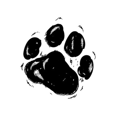 Vector black silhouette of a paw print v... | Premium Vector #Freepik #vector #bear-paw #dog-print #paw #paw-pattern Paw Print Stencil, Paw Sketch, Paw Silhouette, Dog Paw Pattern, Dog Paw Drawing, Dog Collage, Paw Print Art, Paw Drawing, Dark Grunge Aesthetic