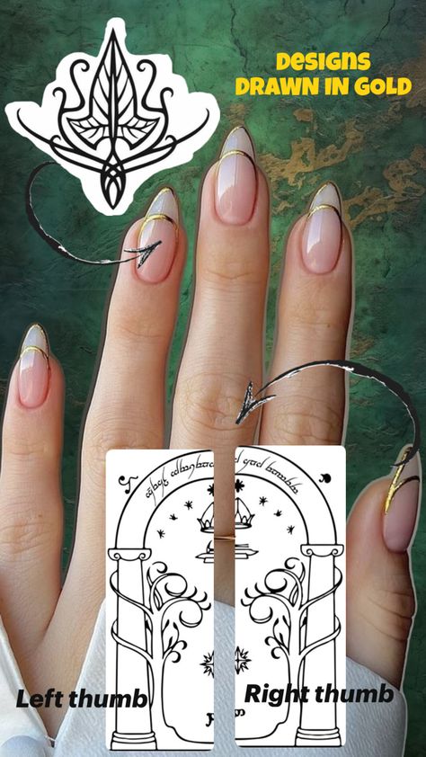 Minimal Lotr Tattoo, Dainty Lotr Tattoos, Hobbit Nail Art, Lotr Nail Art, Lotr Ent Tattoo, Lotr Nails, Lotr Tattoo, Designs To Draw, Tattoos