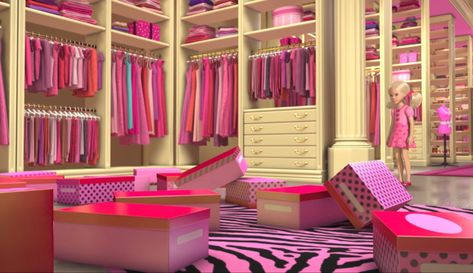 Barbie life in the dreamhouse Barbie Dream House Inside, Barbie Life In The Dreamhouse Closet, Barbie Dream House Layout, Pink Beauty Room, Dream House Closet, Cartoon Barbie, Dream House Layout, Barbie Closet, Barbie Life In The Dreamhouse