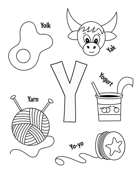 Y Is For, U Is For, Y Crafts For Preschool, Letter Y Worksheets For Preschool, Letter Y Crafts For Preschool, Y Words For Kids, Letter Y Activities For Preschool, Letter I Activities For Preschool, Letter Y Coloring Page