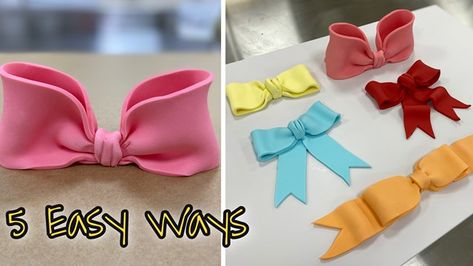 5 Different Ways How to make Fondant Ribbon | Hello guys I just wanna My 5 Different Ways how to make fondant ribbon for beginners. | By Daily Cake TV Fondant Ribbon, Ribbon Tutorial, How To Make Ribbon, Fondant, Ribbon, Pasta, Cake, Tv, Quick Saves