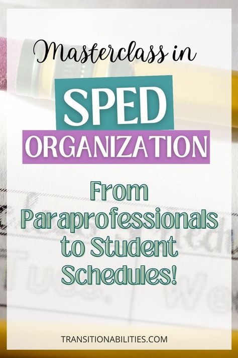 Transform your teaching approach with insights into SPED Organization. Collaborate effectively with paraprofessionals and design student schedules that optimize learning. A treasure trove of resources and strategies awaits. Tailor-made for the diverse needs of a special education setting. Essential for educators aiming for excellence. Pin for future reference. Sped Organization, Special Education Organization, Personal Schedule, Teacher Bookmark, Individual Education Plan, School Transition, Effective Classroom Management, Sped Classroom, Life Skills Classroom