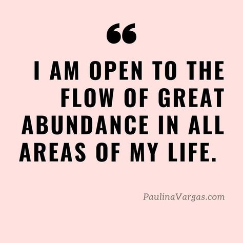 I am open to the flow of great abundance in all areas of my life 💖 | Abundance | Law of Attraction | Affirmation | Manifestation | Inspirational Quote Affirmation Manifestation, Image Couple, A Course In Miracles, Attraction Quotes, Wealth Affirmations, Manifestation Law Of Attraction, Law Of Attraction Affirmations, Law Of Attraction Quotes, Money Affirmations