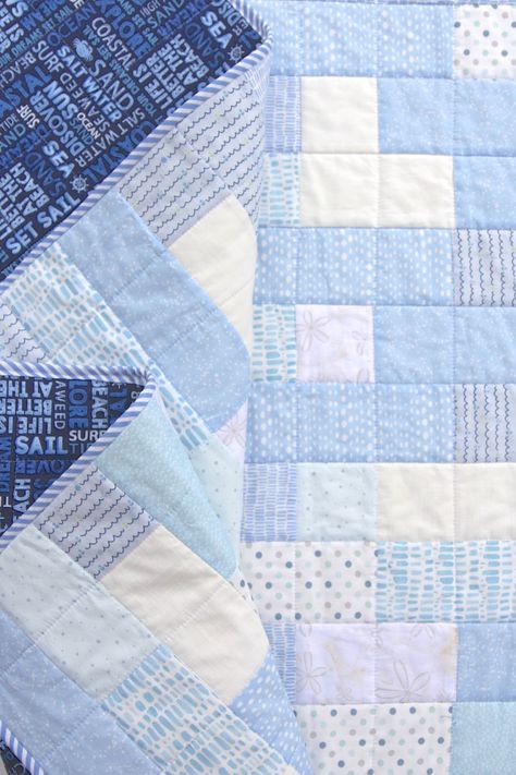 Shifting Strips Beach Quilt by Beech Tree Lane Handmade Ocean Fabric, Beach Quilt, Finished Quilts, Easy Baby Blanket, Beech Tree, Strip Quilts, Beach Color, Modern Quilt Patterns, Memory Quilt