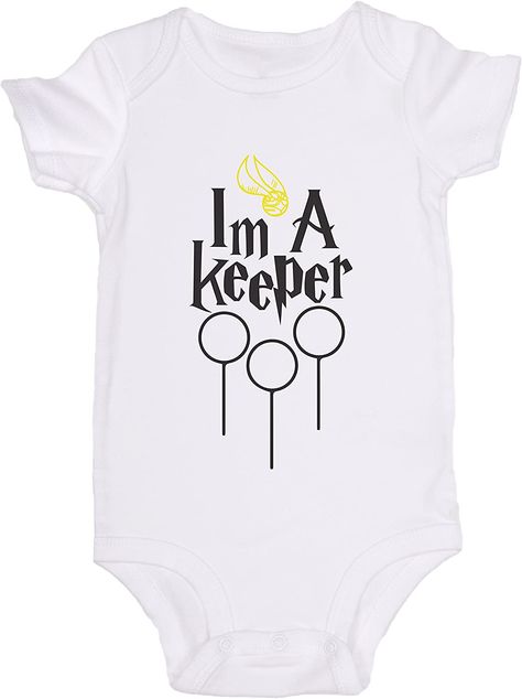 Amazon.com: JoviGear Im A Keeper/Quidditch/Harry Potter/Cute Baby Onesie Spell Bodysuit Romper: Clothing, Shoes & Jewelry Harry Potter Baby Gift, Quidditch Harry Potter, Harry Potter Baby Clothes, Harry Potter Cute, Onesie Designs, Harry Potter Onesie, Baby Clothes Onesies, Baby Shirt Design, Geek Baby