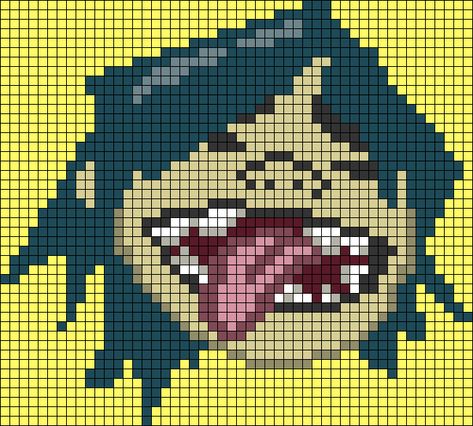 Gorillaz Alpha Pattern, 2d Cartoon Character, Gorillaz 2d, Grid Board, 2d Cartoon, Minecraft Blocks, Diy Kandi, Kandi Ideas, Pixel Art Grid