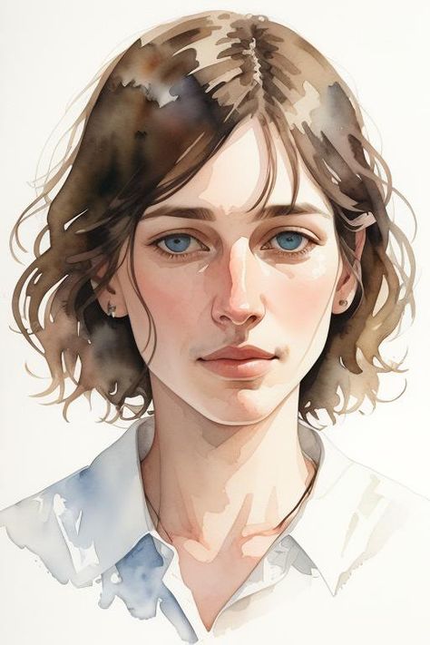 realistic portrait with clear shadows, simplified, loose, semi-abstract, limited colors. watercolor. style of wyeth https://apps.apple.com/us/app/genzart-ai-art-generator/id1669915100 Semi Realistic Watercolor, How To Draw Faces Semi Realistic, Face Semi Realistic, Semi Realistic Anime Art Tutorial, How To Sketch Semi Realistic Face, Semi Realistic Watercolor Portrait, Semi Realism, Realistic Portrait, Semi Realistic