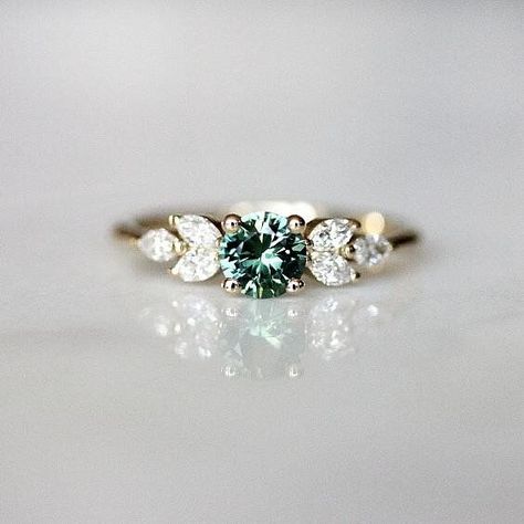 Montana Nature, Engagement Ring Leaf, Nature Inspired Wedding Ring, Teal Sapphire Engagement Ring, Nontraditional Engagement Rings, Most Beautiful Engagement Rings, Wedding Ring Diamond, Nature Inspired Wedding, Leaf Engagement Ring