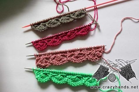 How to Knit: Scalloped Border / Edging · Crazy Hands Knitting How To Knit A Scalloped Edge, Knitting Edges And Borders Free, Knitting Scalloped Edge, Knit Ruffle Edge, Open Scallops Crochet Edging, Victorian Winter, Knit Edge, Scalloped Border, Cable Knitting