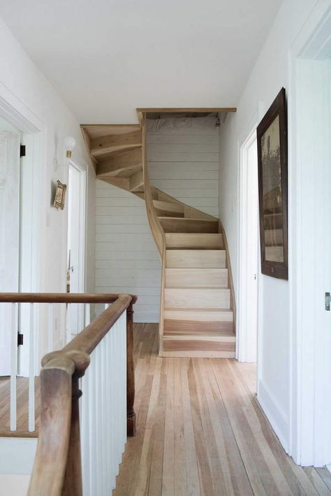 10 Staircases That Will Make You Wish You Had a Second Story | Curved Stairway to my Heart Small Space Staircase, Space Saving Staircase, Ford Interior, Loft Stairs, Attic Stairs, Attic Bathroom, Stair Case, Attic Renovation, Attic Remodel