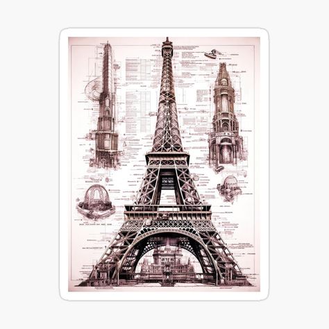 Immerse yourself in the architectural grandeur of the iconic Eiffel Tower with our blueprint design collection! Perfect for architecture enthusiasts, Paris lovers, and those who appreciate intricate detailing, these designs add a touch of historical elegance to your wardrobe. Celebrate the marvel of French engineering today! Architecture Stickers, Blueprint Design, Decorate House, Design Collection, Architectural Design, Eiffel Tower, Architecture Design, Vinyl Decal Stickers, Tower