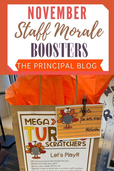 Trick Or Treat Ideas For Staff, Thankful Thursday For Staff, Staff Morale Booster Thanksgiving, Social Committee Ideas Teachers Staff Morale, Thanksgiving Workplace Ideas, Prizes For Staff Meeting, Thanksgiving For Staff, November Appreciation Ideas, November Activities For Work