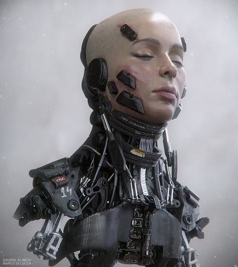 TECH INSPIRATION- NECK BRACE CHEEK Style Cyberpunk, Cyborgs Art, Android Robot, Gato Anime, Arte Robot, Isaac Asimov, Wiz Khalifa, Arte Cyberpunk, Cyberpunk Character