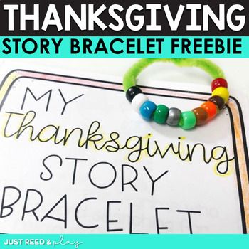 Grab some pony beads and pipe cleaners and let your students make a Thanksgiving Story Bracelet with this FREE printable booklet!Included in this packet is a 12 page mini book for students to make. Simply have them add the appropriate colored bead mentioned on each page of the booklet to a pipe cle... Thanksgiving Pony Bead Craft, Thanksgiving Bracelet Story, Thanksgiving Story Bracelet, Thanksgiving Classroom Treats, Kindergarten History, Thanksgiving Bracelet, Substitute Ideas, Thanksgiving Story, Teaching Thanksgiving