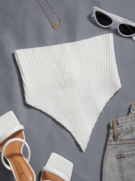 Asymmetrical Hem Tube Rib Knit Top Modest Spring Outfits, Bralet Tops, Rib Knit Top, Bohol, Strapless Tops, Knit Tops, Modest Fashion Outfits, Boho Women, Kids Sleepwear