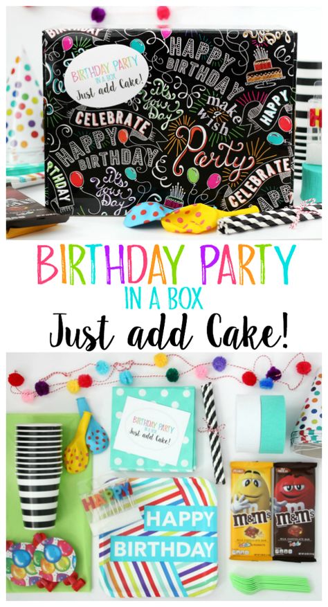 Birthday Party In A Box Ideas, Party In A Box Business, Party In A Box Ideas Diy, Pedicure Gift Basket, Birthday Boxes, Birthday In A Box, Birthday Bags, Easy Homemade Gifts, Fairy Garden Kit