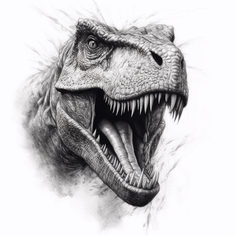 Dinosaur Drawing Tattoo, Art Sketches Dinosaur, Sketches Of Dinosaurs, Dinosaur Tattoo, Dinosaur Sketch Realistic, Tyrannosaurus Rex Sketch, Dinosaur Illustration Realistic, Dinosaur Sketch, Dinosaur Tattoos