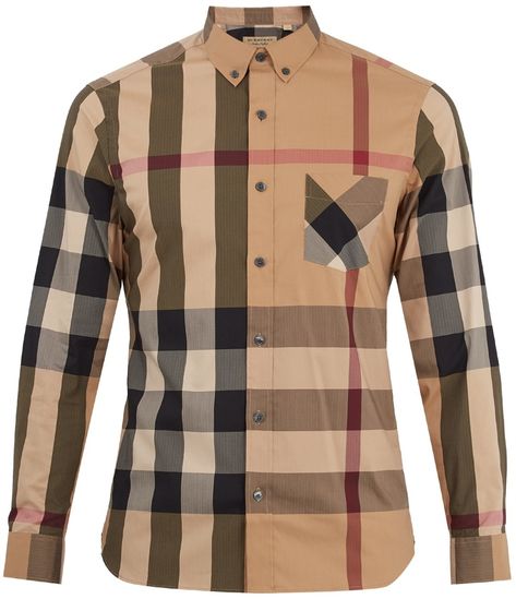 BURBERRY Thornaby House-check cotton-blend shirt Mens Button Up Shirts, Mens Checkered Shirt, Burberry Shirts For Men, Burberry Print, Check Shirt Man, Slim Fit Mens Shirts, Burberry Shirts, Burberry Shirt, Men's Casual Shirts