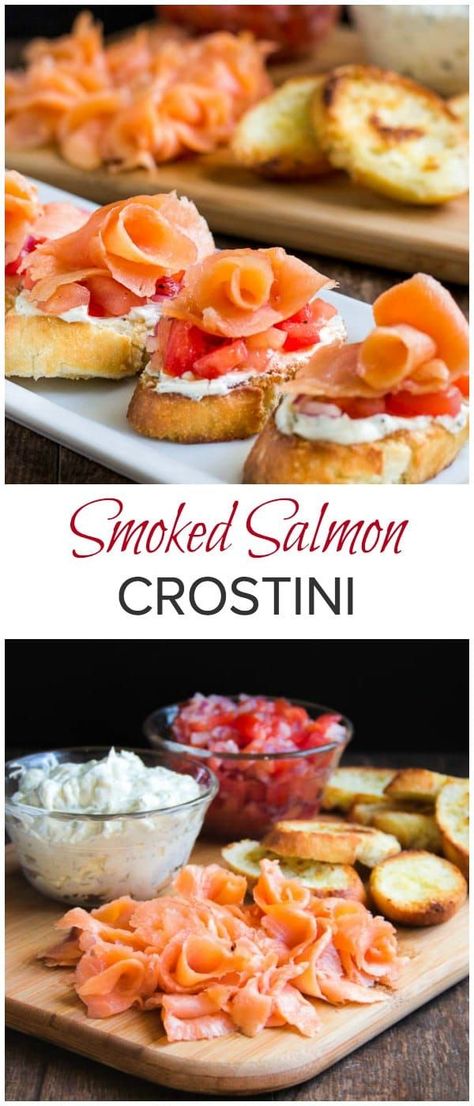 One of the Best Crostini Recipes Smoked Salmon Crostini, Salmon Crostini, Salmon Appetizer, Impressive Appetizers, Garlic Butter Salmon, Crostini Recipes, Tomato Relish, Chapati, Healthy Appetizers