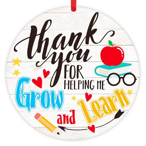 PRICES MAY VARY. 🎁 【Size】: Teacher gift ornament measure 3",Printed word with"thank you for helping me grow and learn" 🎁 【Material】: Teacher Christmas gifts ornament made of quality acrylic which is long lasting image,reusable and durable 🎁 【Red Gift Box】: Teacher gifts for women ornament comes in a beautiful red gift box,which it's convenient as a christmas valentine's day graduation end of year gift for your teacher 🎁 【Teacher Appreciation Gifts】: Perfect little gifts for end-of-year or la Teacher Appreciation Week Decorations, Teacher Valentines Day Gifts, Gift For Teacher From Students, Teacher Appreciation Gift Baskets, Back To School Images, Teacher Appreciation Quotes, Teacher Valentines, Gifts For Teacher, Teachers Day Gifts