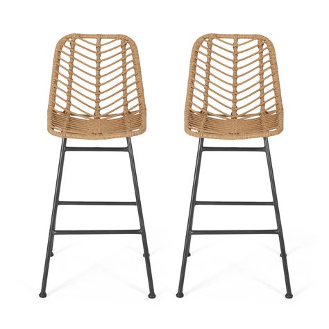 Wicker Barstools, Rattan Bar, Rattan Bar Stools, Tiki Bar Decor, Outdoor Kitchen Bars, Patio Bar Stools, Backyard Bar, Bar Height Stools, Outdoor Stools