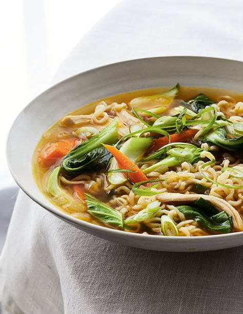 House & Home - Chicken Ramen-noodle Soup Ina Garten Soup Recipes, Quick Chicken Noodle Soup, Chicken Ramen, Ramen Noodle Soup, Ina Garten Recipes, Ramen Noodle Recipes, Ramen Soup, Barefoot Contessa, Quick Chicken