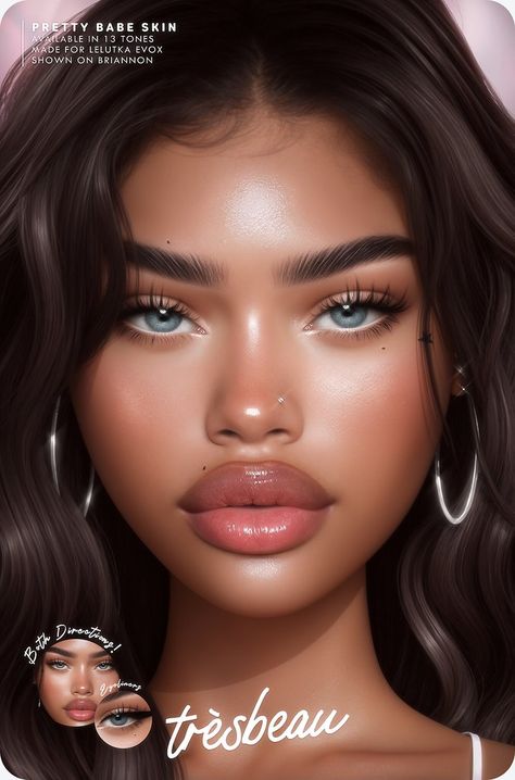 🌺 PRETTY BABE SKIN @THE FIFTY Second Life Head, Symmetry Eyes, Imvu Heads And Skins, Sims 4 Female Makeup, Skin Tone Sims 4 Cc, Sims 4 Cc Skin Tones Realistic, Sims 4 Cc Skin Details Lips, Sims 4 Cc Face Patreon, Realistic Hair Sims 4 Cc